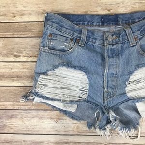 Levi's High Waist Destroyed Denim Shorts Vintage